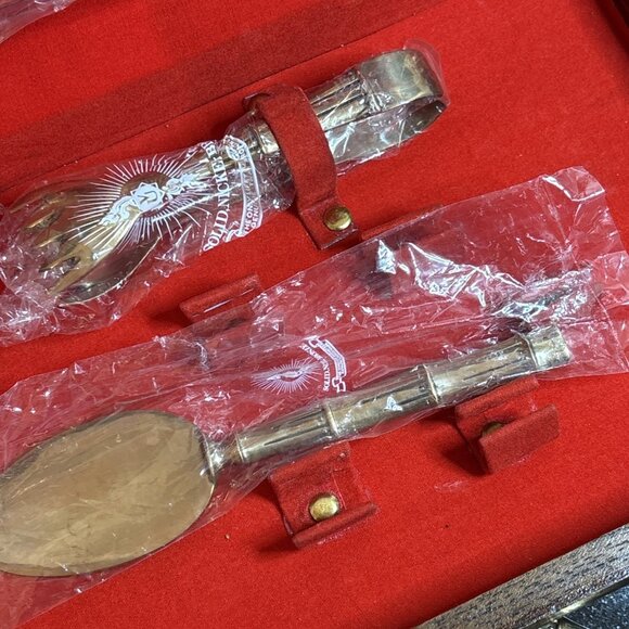 Vintage Bronzeware Cocktail Tool Kit MCM Bamboo Bar Set Teak Case 9 pc Thailand - Picture 5 of 14